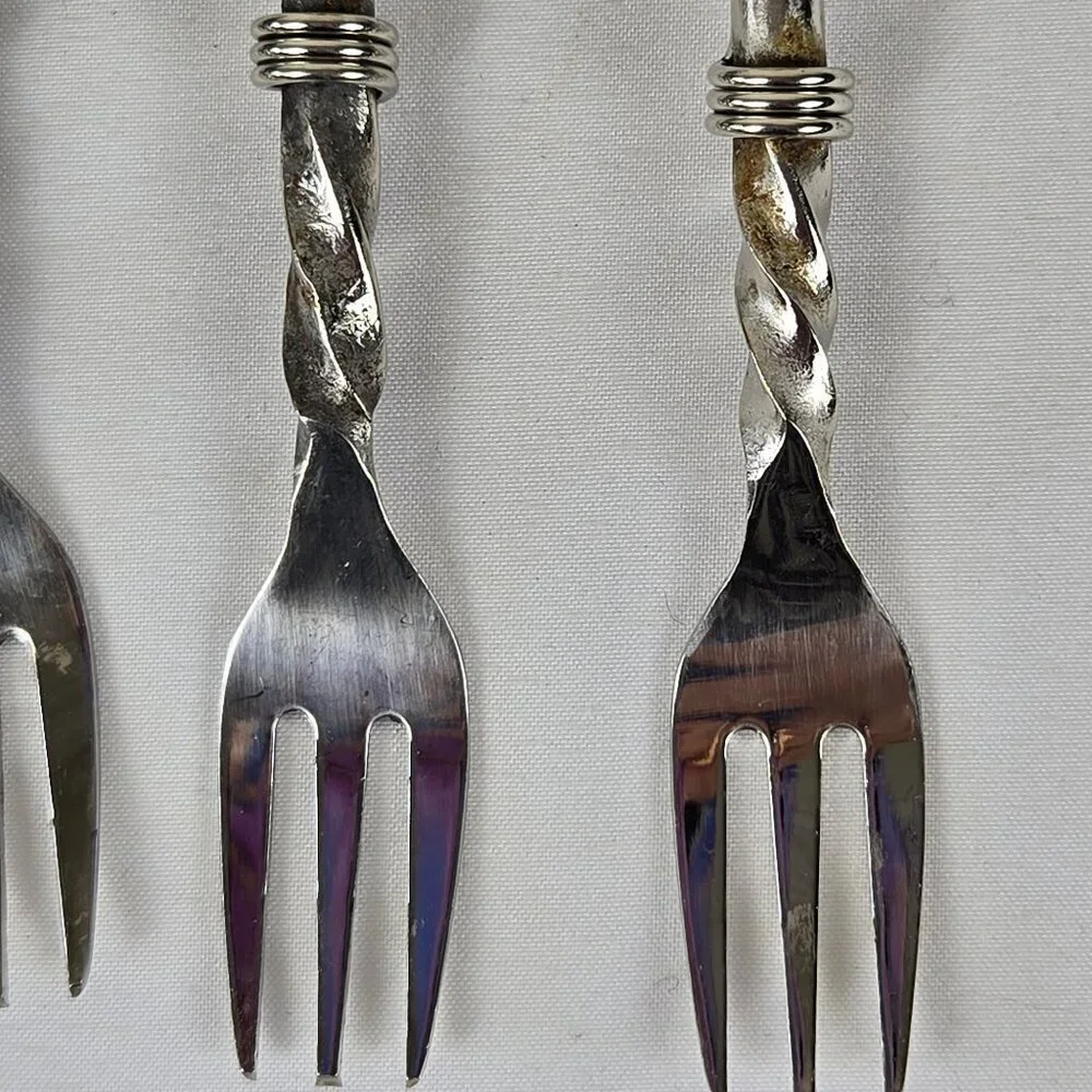 Set of 4 Stainless Steel Forks Small Size Appetizers Desserts Condiments